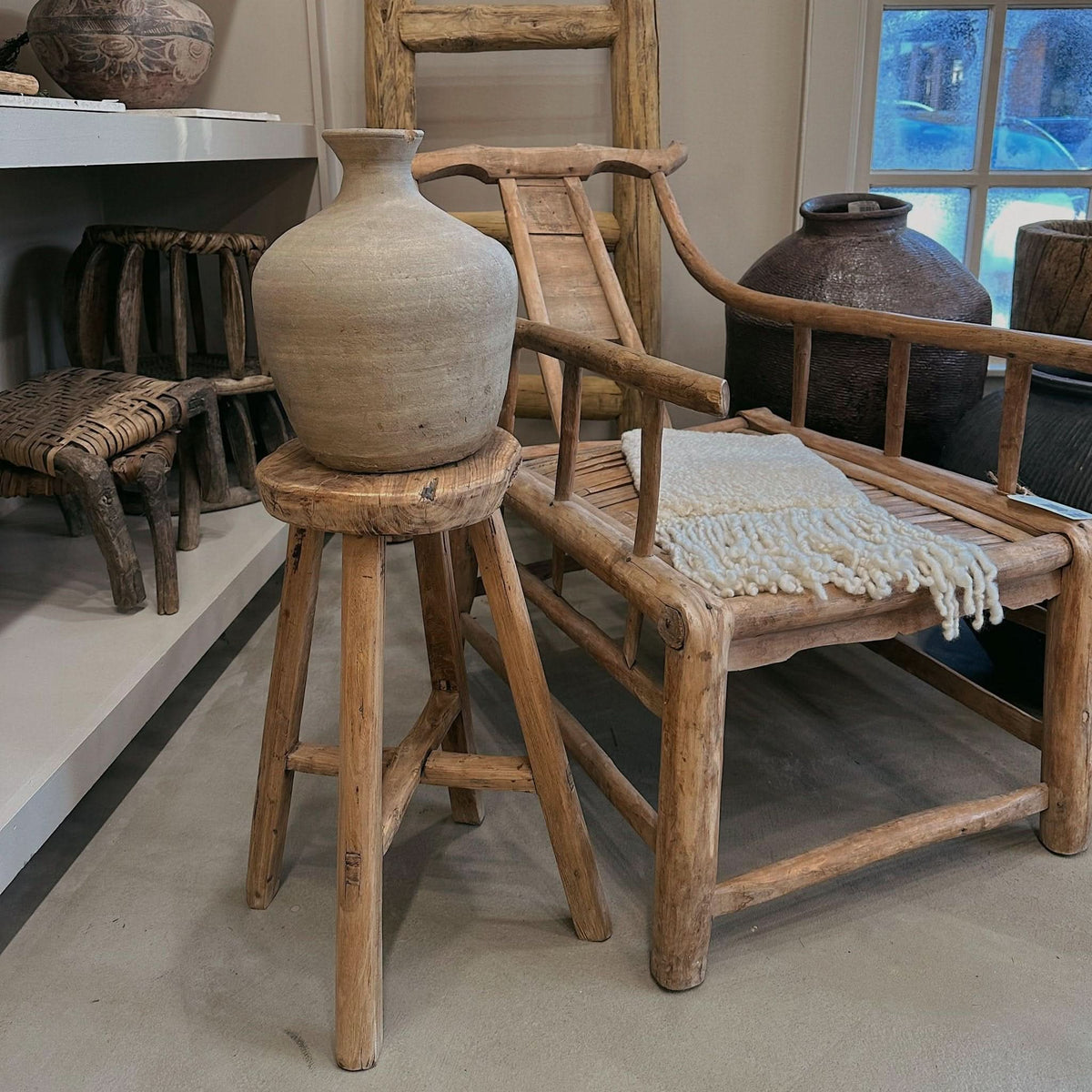 Round Elm Wood Stools - Cultheir