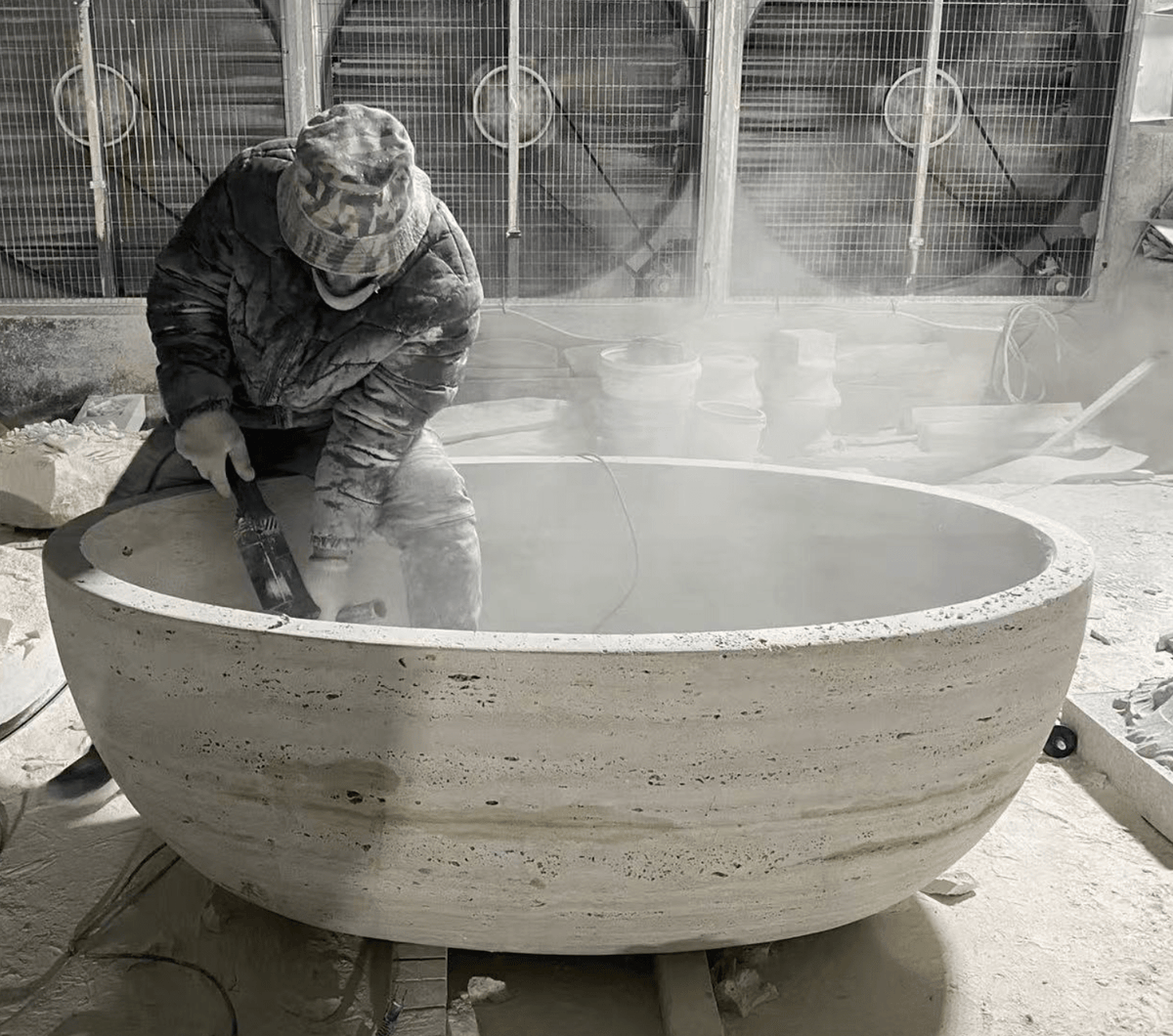 Sandblasted Travertine Bathtub - Cultheir