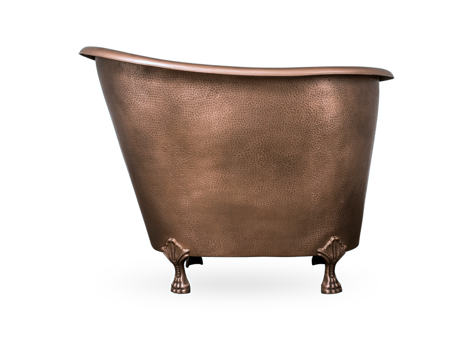 Single Slipper Japanese Soaking Copper Tub, hammered copper