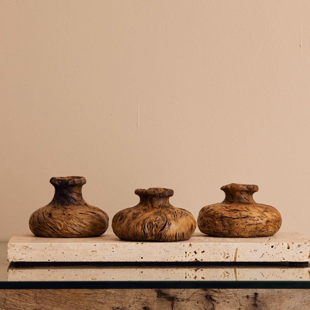 Vintage Squatted Wood Vase - Cultheir
