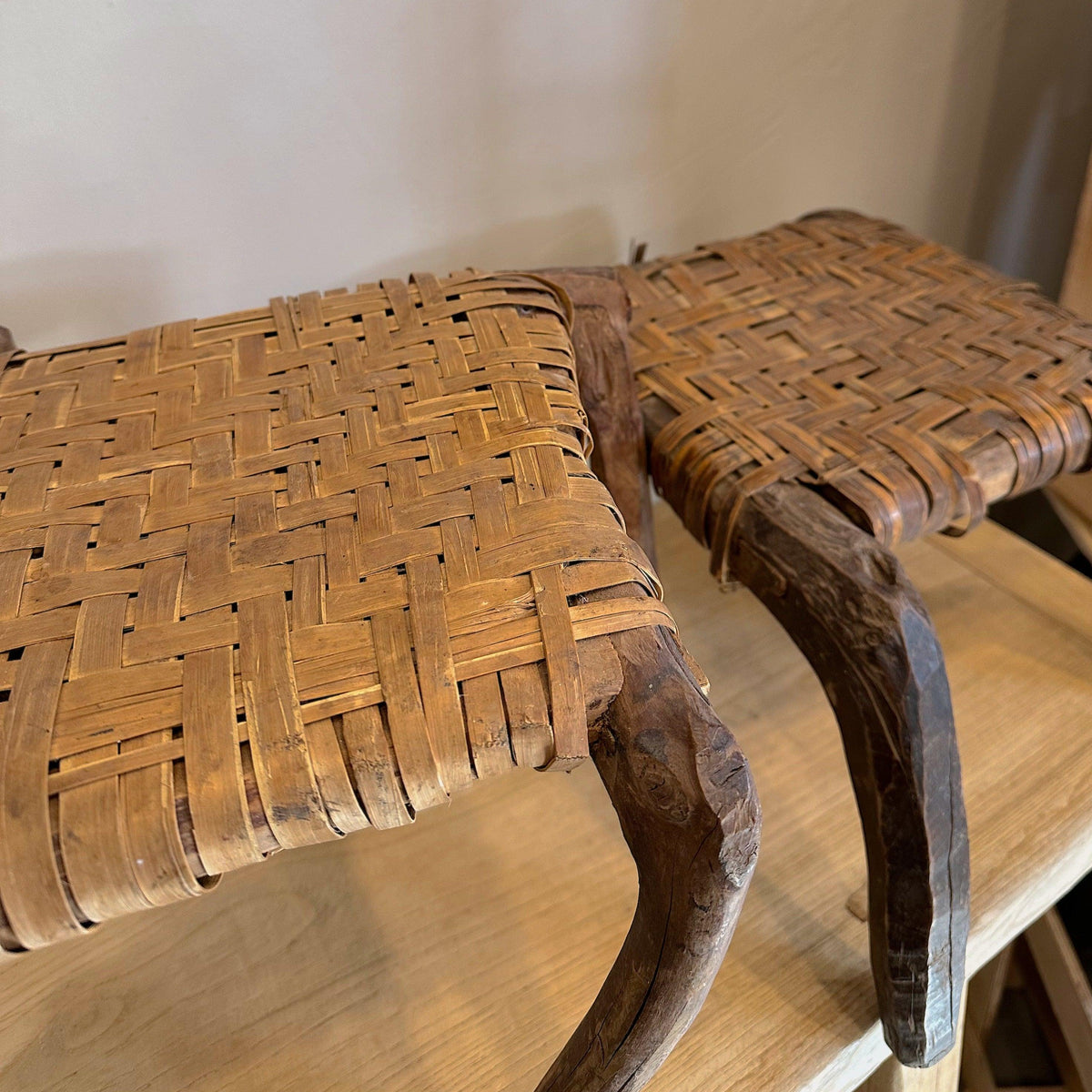 Woven Wood Stools - Cultheir 