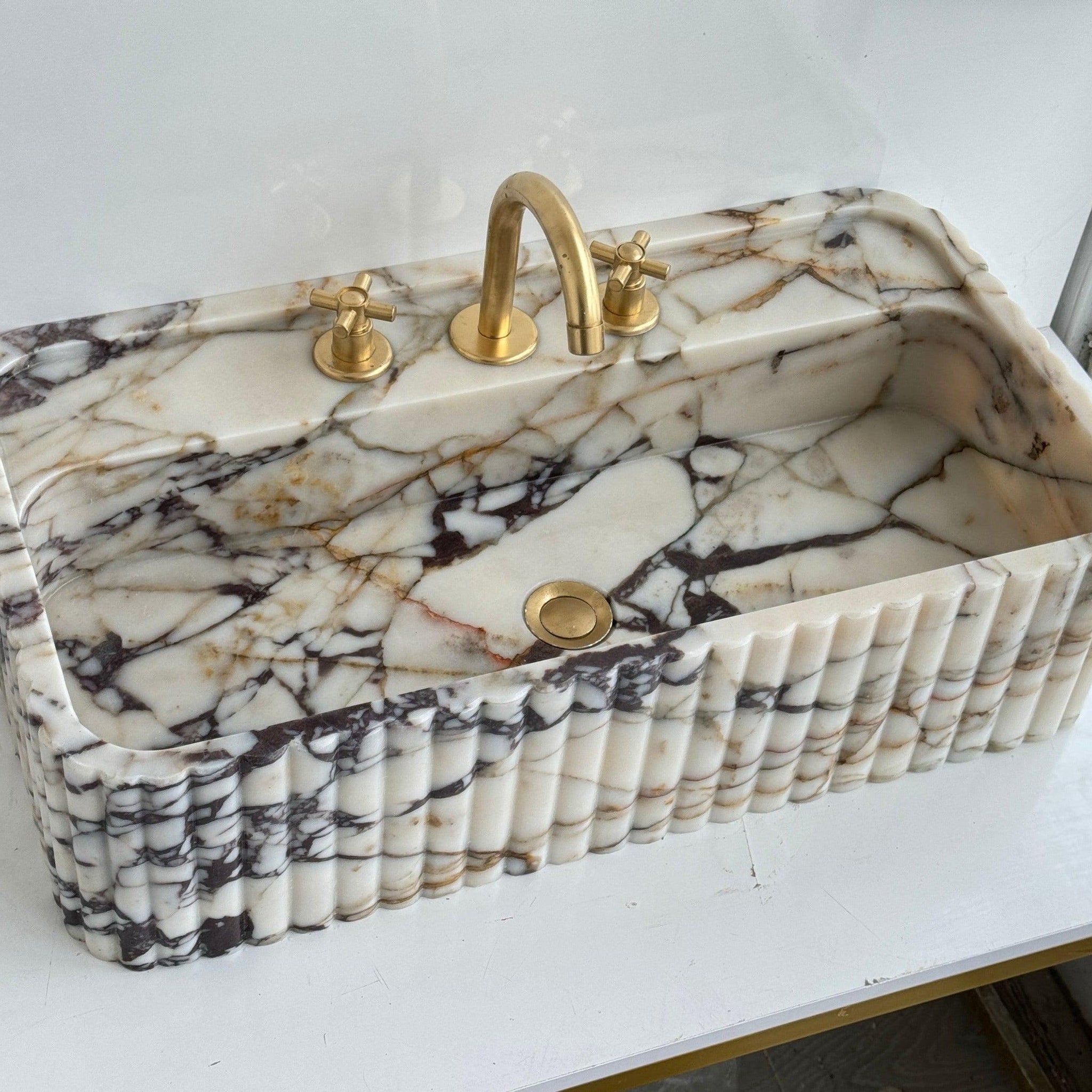 Calacatta Ribbed Ribbed Calacatta Viola Marble Sink - Cultheir