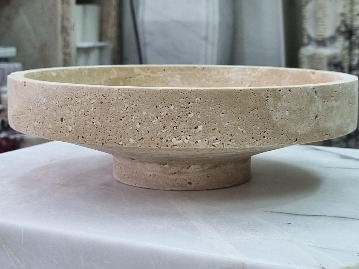 Travertine Pedestal Bowl - Cultheir 